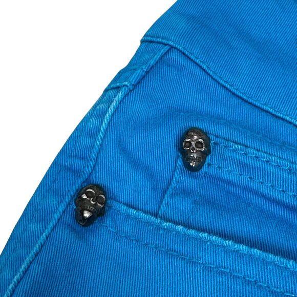 Tripp NYC Skull Pants Women’s 5 Blue Cotton Stretch Skinny Leg 5-Pockets - Picture 3 of 12